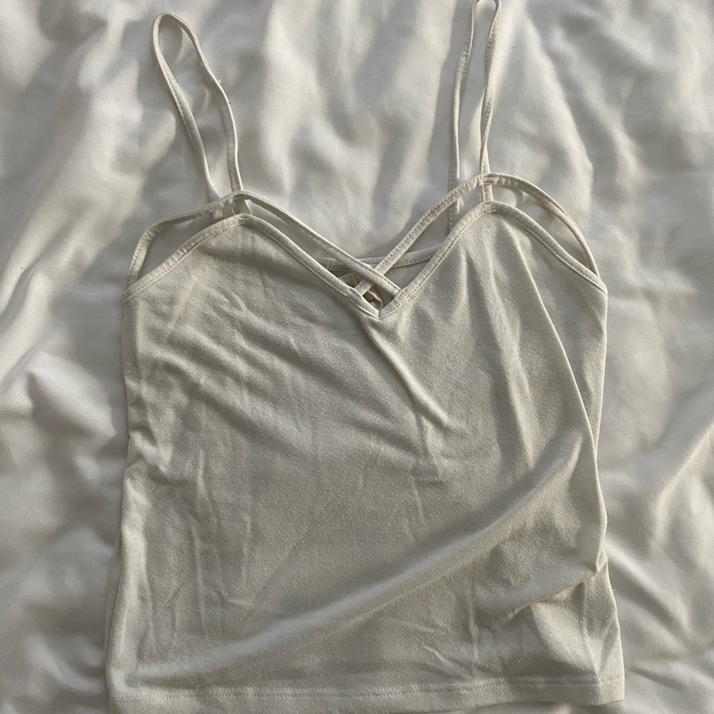 Cropped white tank top